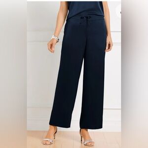 Talbots Wide Leg Satin Pull on Pants Navy BNWT Small Petite